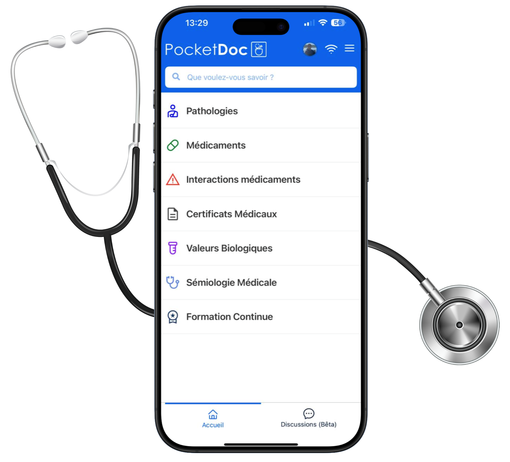 Screenshot of the PocketDoc app